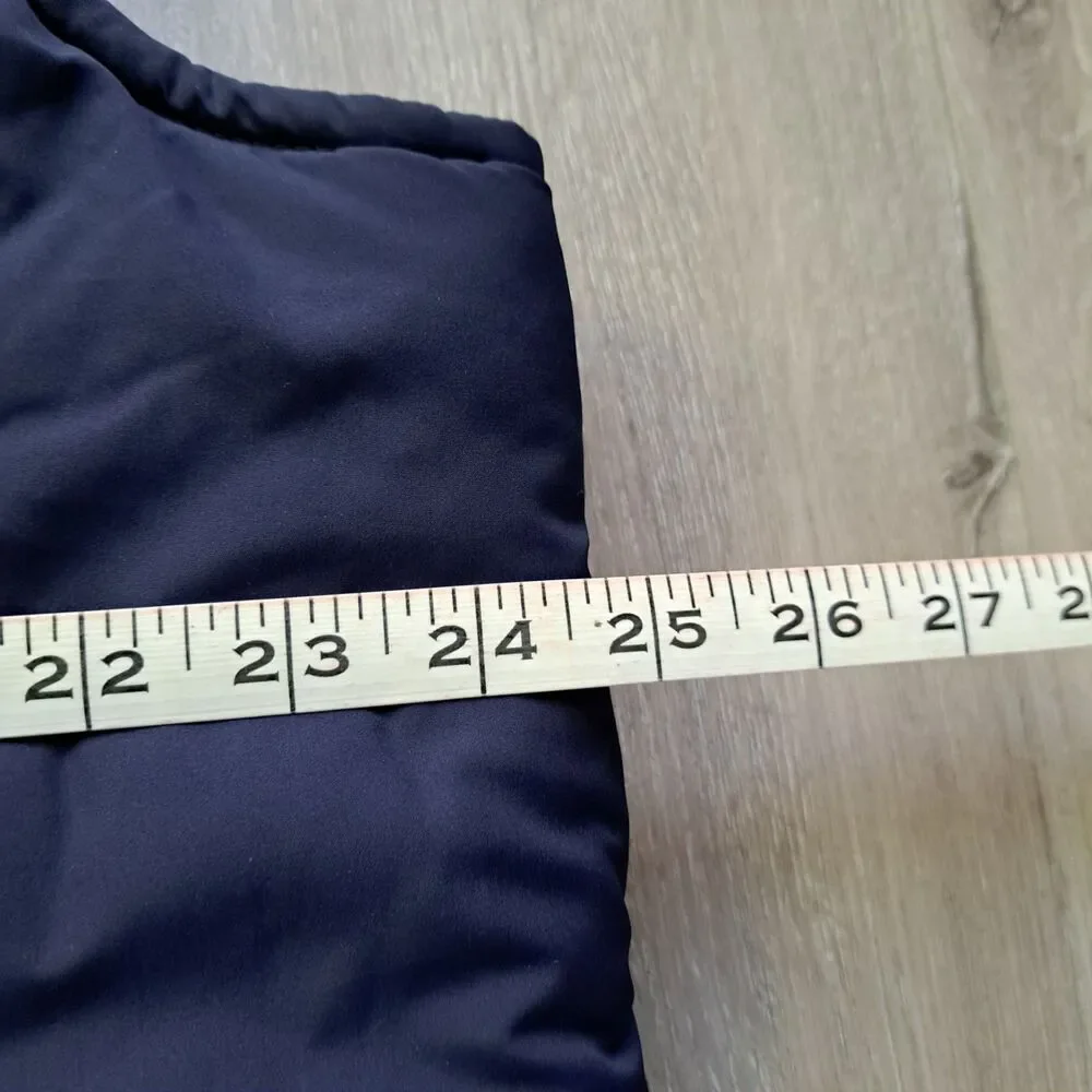 J.Crew Men's Puffer Vest Navy‎ Blue with Brown Corduroy Trim Size XL